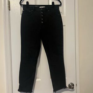 Abercrombie Cropped Black Button-Up Black Jeans